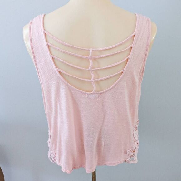 Anthropologie E Hanger M Lace Trim Crop Top Pink - Picture 3 of 4